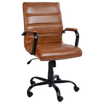 Flash Furniture Mid-Back LeatherSoft Executive Swivel Office Chair in Brown