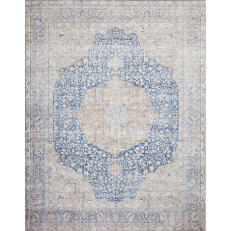 Layla Blue/Tangerine Rug, 2'6"x9'6"