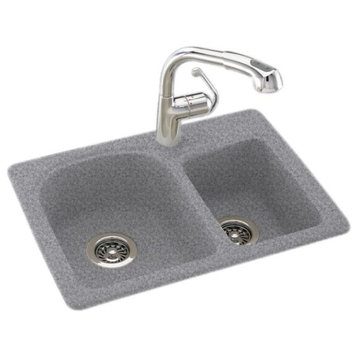 Swan 18x25x7 Solid Surface Kitchen Sink, 1-Hole, Gray Granite