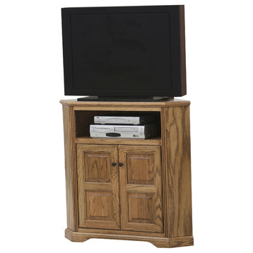Oak Ridge, Tall 41" Wide Corner TV Console, Medium Light Oak