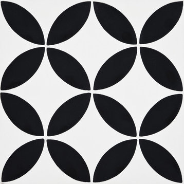 8"x8" Amlo Handmade Cement Tile, White/Black, Set of 12