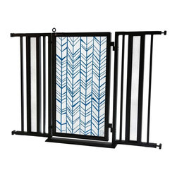 Fusion Gates - Fusion Gate with Chevron Trail in Blue Design, Black, 36"-52" - Baby Gates And Child Safety
