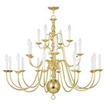 Livex Lighting - Williamsburgh Chandelier, Polished Brass - For a timeless look, place the Williamsburgh Chandelier in your dining room or bedroom. The classic, tapered design features layers of candle-style bulbs for brilliant dimension.