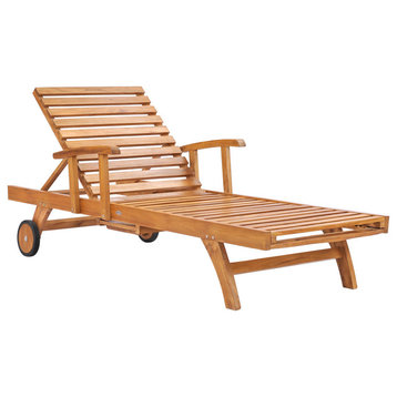 Teak Bahama Reclining Pool Lounger with Wheels made from A-Grade Teak Wood