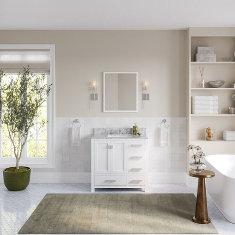 Polaris Bathroom Vanity, Single Sink, 36", Pure White, Freestanding