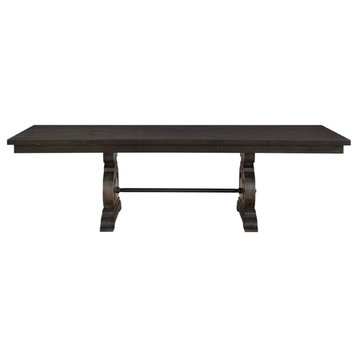 ACME Maisha Rectangular Wooden Dining Table with Leaf in Rustic Walnut