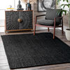 nuLOOM Rigo Hand Woven Farmhouse Jute Area Rug, Black, 6'x9'