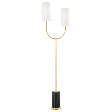 Hudson Valley Lighting L1407-AGB Vesper 2 Light Marble Floor Lamp in Aged Brass
