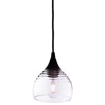 Lucent Pendant No. 302a, Clear Glass Shade, Matte Black Hardware
