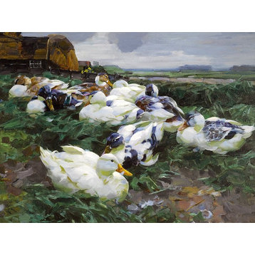 Tile Mural, Ducks in A Field By Alexander Koester Birds Ceramic, Matte