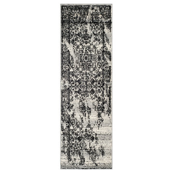 Safavieh Adirondack Collection ADR101 Rug, Silver/Black, 2'6"x20'
