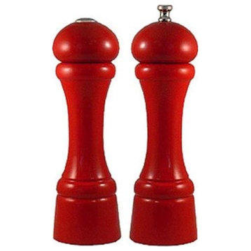 Chef Specialties  8 in. Candy Apple Red Pepper Mill and Salt Shaker Set