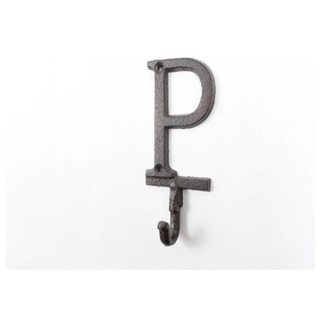 Cast Iron Letter P Alphabet Wall Hook 6''