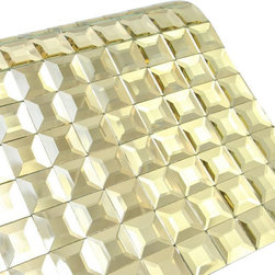 Glossy Golden 3D Modern Square Glass Mosaic Tiles - Home Accessories & Decor