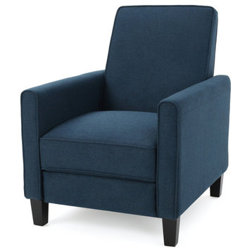 GDF Studio Hinus Indoor Upholstery Club Chair Recliner, Dark Blue