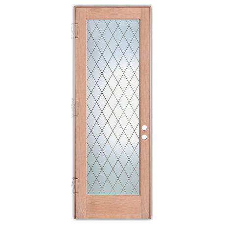 Front Doors - Diamond Grid Frosted Glass Design - 30" x 80" - CUSTOMIZE ANY...