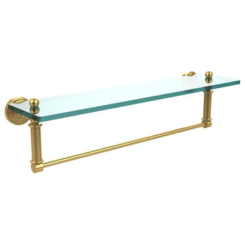 Waverly Place 22" Glass Vanity Shelf and Towel Bar, Polished Brass