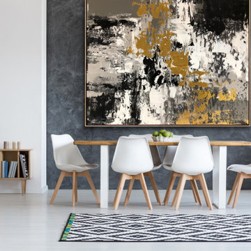 'Noble' 60x48 IN Original Large Modern gold white abstract art MADE TO ORDER