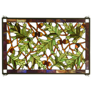 35″W X 11″H Evelyn in Lapis Stained Glass Window 77907 