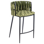 Statements by J - Milano Counter Chair, Green and Black - Silky velvet fabric and black metal legs creates this counter chair with sleek design. Seat height 26".