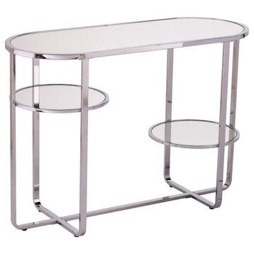 Maybrook Mirrored Console Table with Storage, Chrome