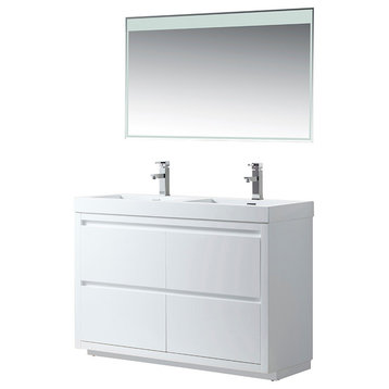 Vanity Art Double-Sink Bathroom Vanity With Resin Top, 48"