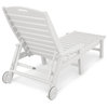 Polywood Nautical Chaise with Arms & Wheels, White