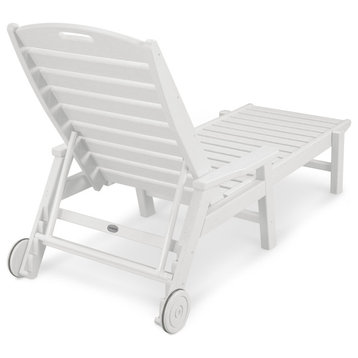 Polywood Nautical Chaise with Arms & Wheels, White
