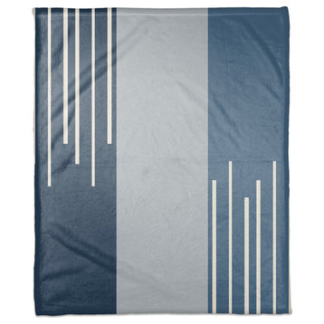 Blue Blocks and Stripes 50x60 Coral Fleece Blanket