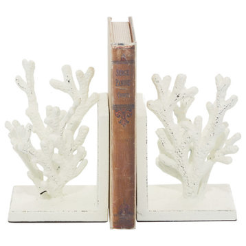 Farmhouse White Metal Bookends Set 20785