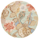Jaipur - Jaipur Living Petal Pusher Handmade Floral Green/Multicolor Area Rug, 8' Round - This hand-tufted area rug delivers artistic charm with soft yet playful hues. Watercolor blooms in tan, blue, and red create a large-scale design on the pale green backdrop, while the wool and viscose blend offers a sumptuous feel underfoot.