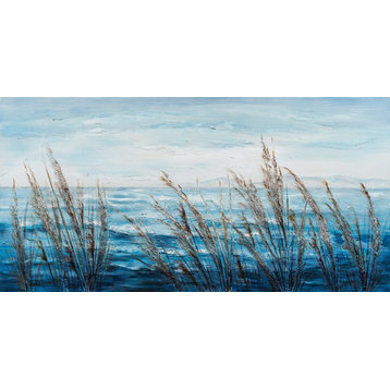 "Plants by the Water I" Hand Painted Canvas Art, 55"x27.5"