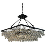 LightUpMyHome - Celeste Square Glass Drop Crystal Chandelier, Black, Hanging or Flush Mount - Introducing the Celeste Square Glass Drop Crystal Chandelier in a sleek black finish, designed to elevate your space with sophistication. This versatile lighting fixture offers the option of being hung or flush-mounted, providing a seamless fit for any room.