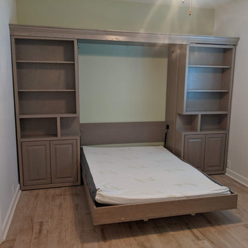 Traditional Sliding Library Murphy Wall Bed, Hidden Table & Nightstand Openings