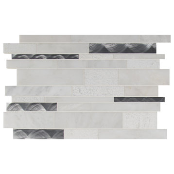 MSI SMOT-SMTIL-MOD8MM 18" x 12" Linear Mosaic Sheet - Varied - Blanco