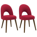 Bentley Designs - Oslo Walnut Furniture Red Upholstered Chairs, Set of 2 - Oslo Walnut Red Upholstered Chair Pair takes inspiration from sophisticated mid-century styling through hints of both retro and Scandinavian design resulting in soft flowing curves throughout. Oslo is a fashionable range that features an eclectic blend of shapes and forms.