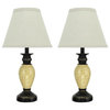 40105, 2-Pack Set, 17 1/4" H Poly Table Lamp, Bronze Finish & Marbilized Accent