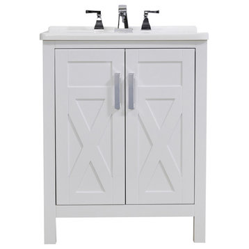 Stufurhome Hathaway 27"x34" White Engineered Wood Laundry Sink