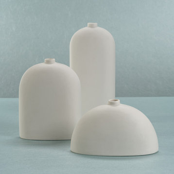 Lucca All-White Ceramic Vase, Medium