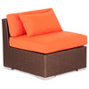Modern Kauna 5-Piece Outdoor Loveseat/Sofa Set, Orange, Espresso