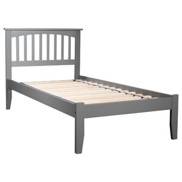 Mission Twin XL Platform Bed With Open Foot Board in Atlantic Gray