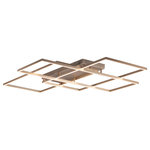 ET2 Lighting - Traverse LED Flush Mount - Multiple squares finished in Champagne, are layered in a geometric pattern to form an interesting lighting sculpture. Enclosed behind the white acrylic lens is high power LED for even and economical illumination.