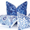Coral Cotton Pillow Cover, Lumbar, Indigo Blue, 12"x20"