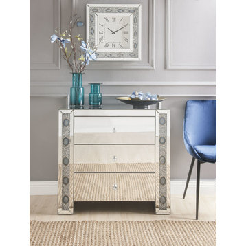 ACME Sonia 3 Drawer Glass Top Mirrored Console Table