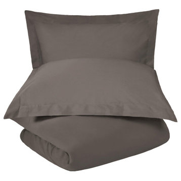 Luxury Cotton Blend Duvet Cover and Pillow Shams, Gray, King/California King