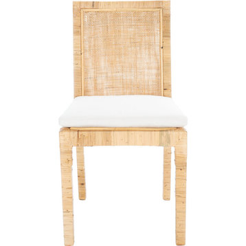 Tojo Cane Dining Chair With Cush, Set of 2 Natural, White
