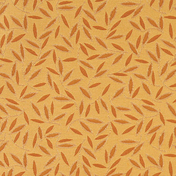 Orange And Gold Floral Leaf Contract Grade Upholstery Fabric By The Yard