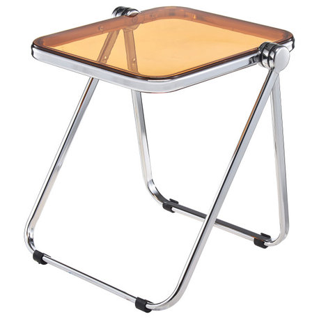 LeisureMod Lawrence Modern Rectangular Folding Table With Aluminum Frame, Orange