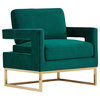 Clark Modern Green Velvet & Gold Accent Chair