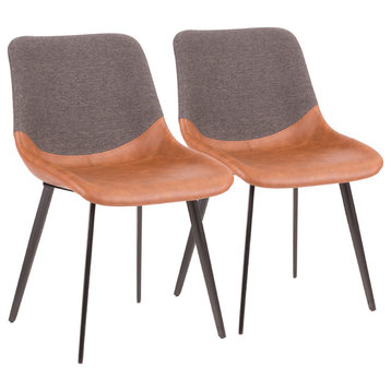 Lumisource Outlaw Two-Tone Chair, Brown PU Leather and Gray, Set of 2